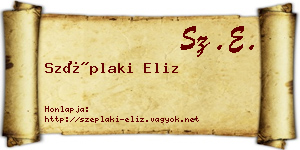 Széplaki Eliz névjegykártya